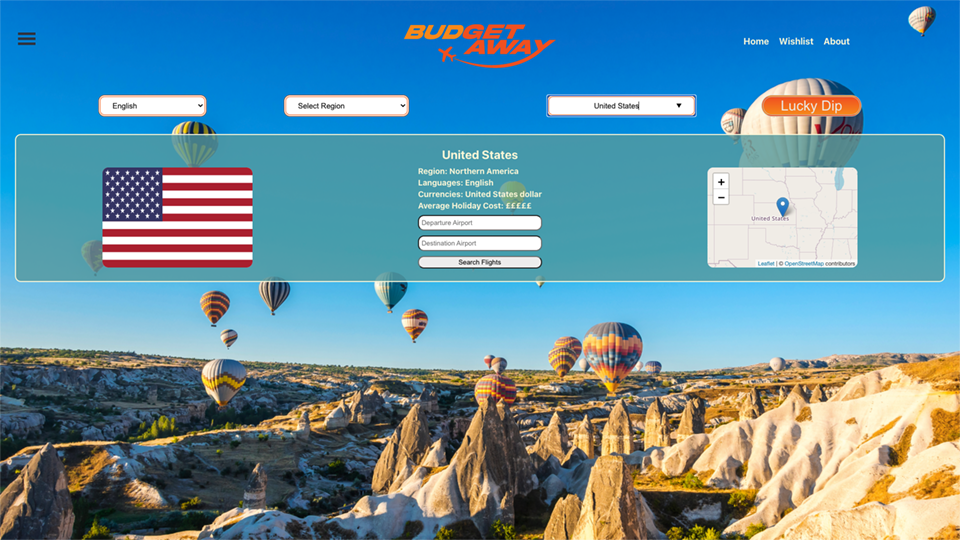 Budgetaway Showing country Details Being Displayed